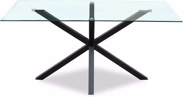 Lemon Pavilion Furniture and Decor Monza Rectangular Glass Dining Table in Black and Transparent, W: 160 cm, D: 80 cm, H: 76 cm