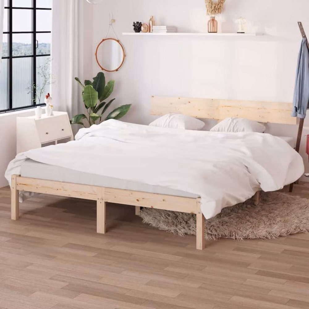Berkfield Home Modern Solid Wood Pine Bed Frame, Beige, W/D/H: 140 x 200 x 70 cm – 1