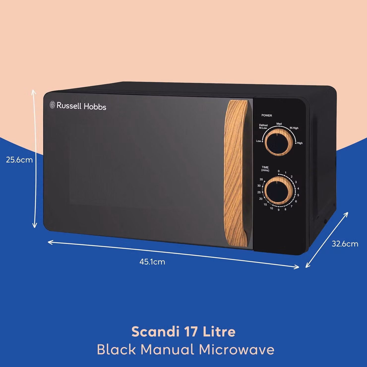 Russell Hobbs Scandi Manual Solo Microwave 17L 700W RHMM713 in Black – 2