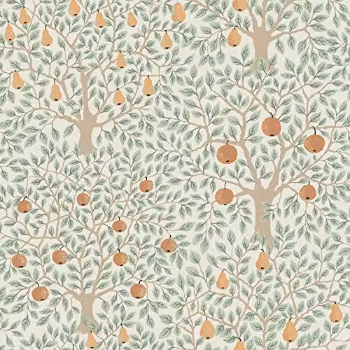 A-Street Prints Apelviken2 Apples and Pears Botanical Floral Wallpaper in White, Green and Multicolour