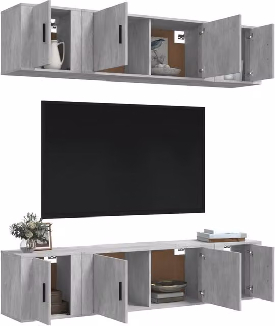 Berkfield Home Classic 6 Piece TV Cabinet Set in Concrete Grey Engineered Wood