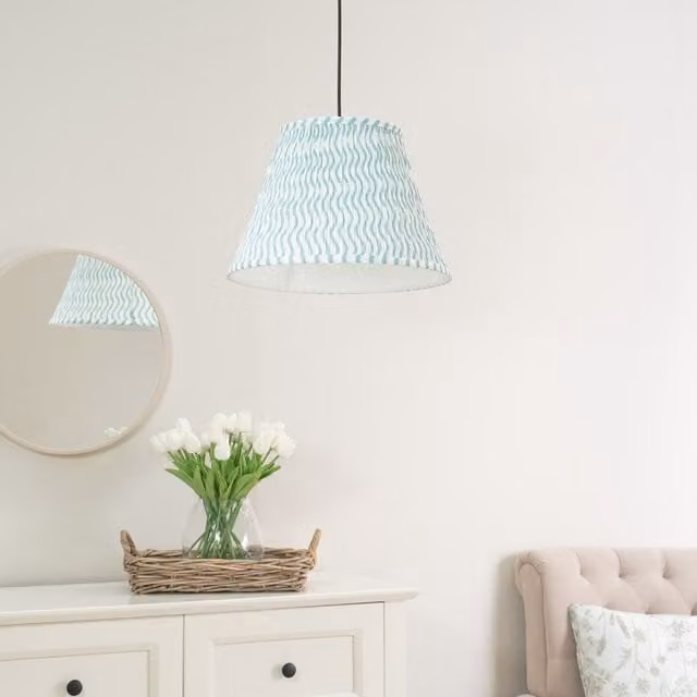 ValueLights Riza Tapered Fabric Pleated Easy Fit Large Lamp Shade in Green