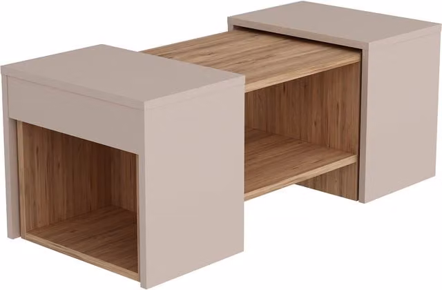 Destina Home LTD Sartos Nesting Coffee Table Set of 3 with Storage Shelves in Atlantic Pine and Beige