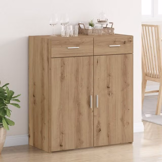 Berkfield Home Artisan Oak Storage Cabinet in Brown, W: 80 cm, D: 42.5 cm, H: 93.5 cm