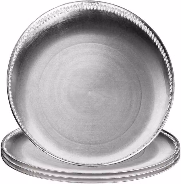 Orsina Radiance Silver Decorative Chargers, Set of Four, Diameter: 33 cm