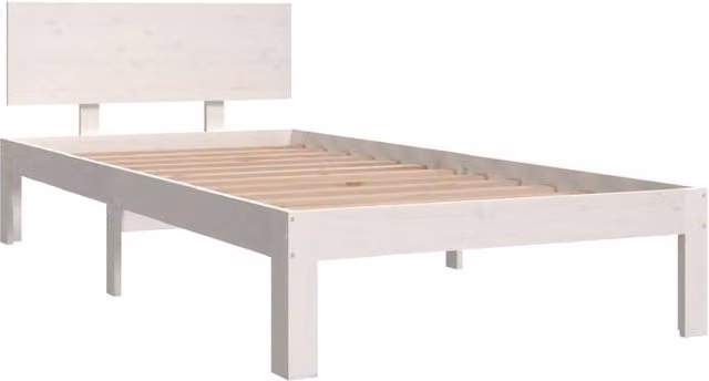 Berkfield Home Beautiful Bed Frame in White Solid Pine, W/D/H: 90 x 200 cm – 1