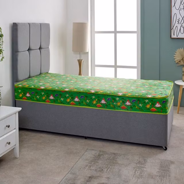 eXtreme Comfort Ltd Dreamy Dinosaur Kids Fantasy Open Coil Spring Mattress, Green, Shorty