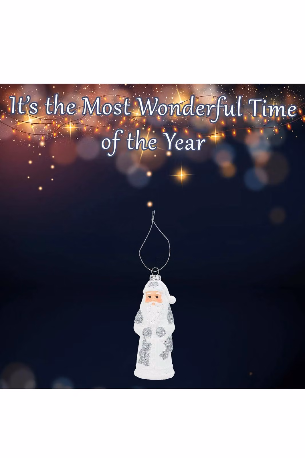 VFM e-Store Silver and White Standing Santa Glass Tabletop Christmas Decoration, Height: 13.5 cm – 2