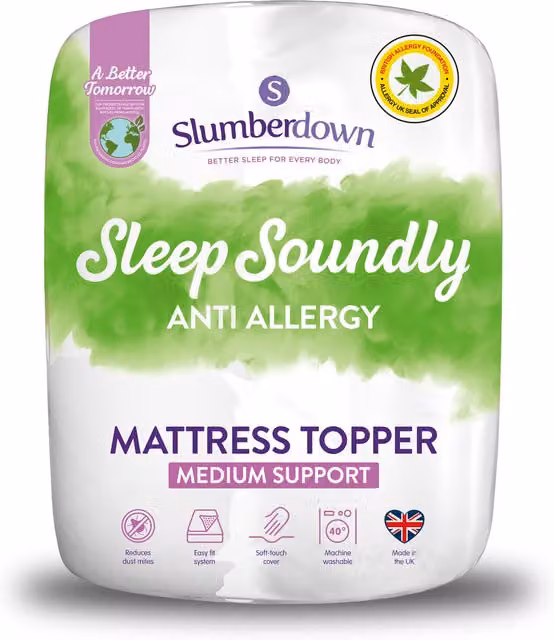Slumberdown Sleep Soundly Anti Allergy Mattress Topper - White / Double