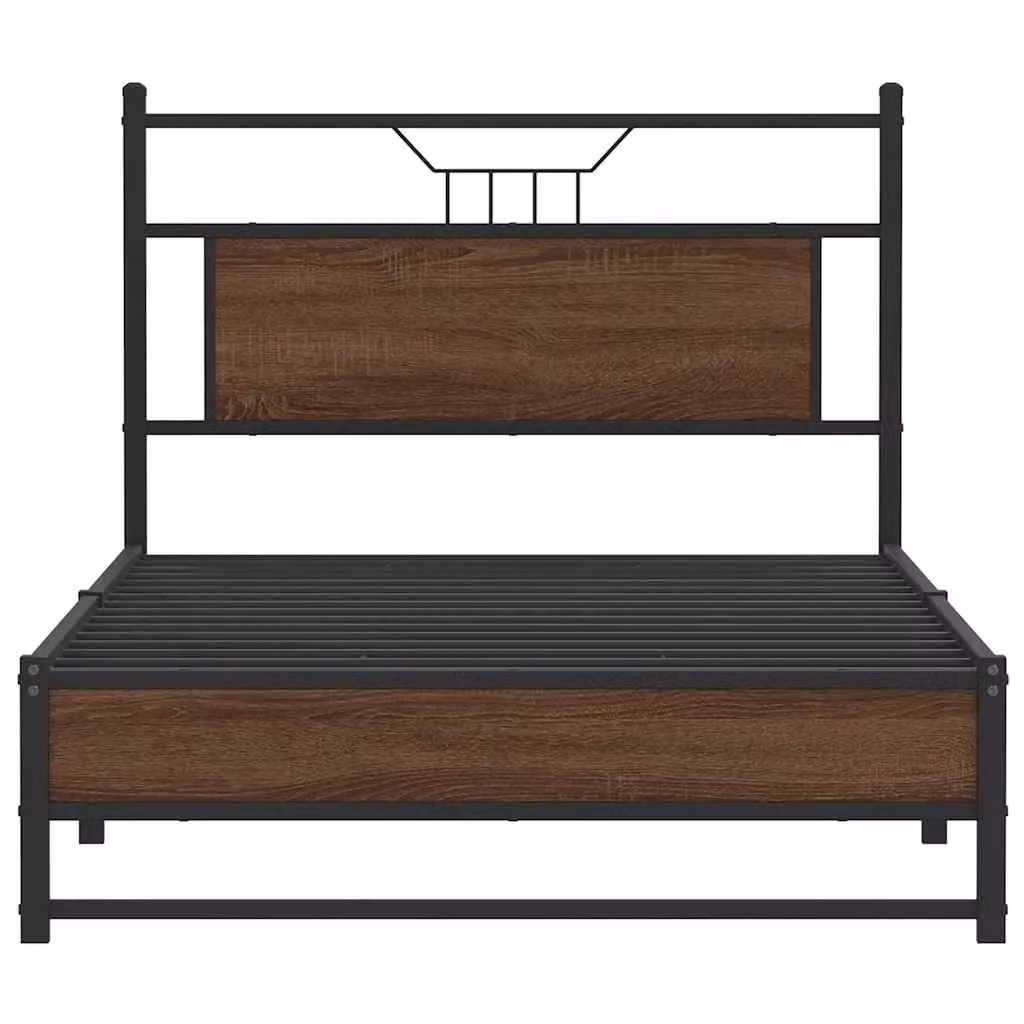 Berkfield Home Brown Oak Bed Frame in Engineered Wood, W/D/H: 100 x 190 cm – 4