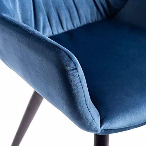 Home Origins Dali Pair of Petrol Blue Velvet Fabric Dining Chairs with Black Metal Legs – 6