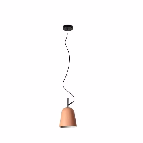 Netlighting FARO Barcelona Studio 16cm Dome Pendant Ceiling Light in Matt Black and Pink