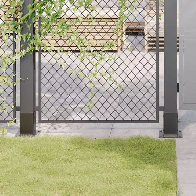 Berkfield Home Square Post Bases, 4 Pack, Anthracite Black, Powder-coated Galvanised Steel, 91 x 91 mm – 1