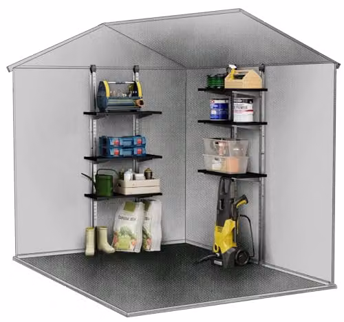 Keter Shelf Kit 100 Black Metal Reinforced Modular Shelving with Three 97 cm Adjustable Shelves for Sheds – 4