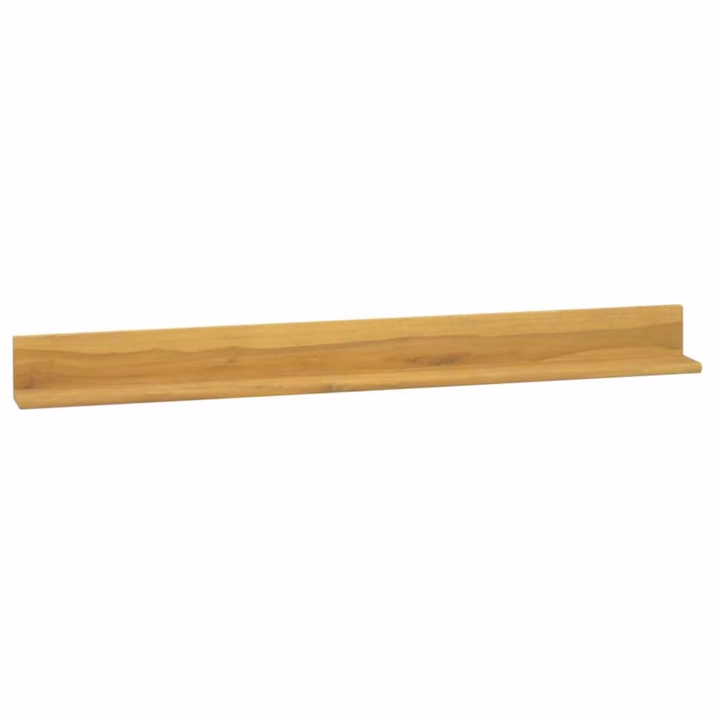 Berkfield Home Set of 2 Straight Wall Mounted Teak Wood Shelves in Brown, W/D/H: 110 x 10 x 10 cm – 2
