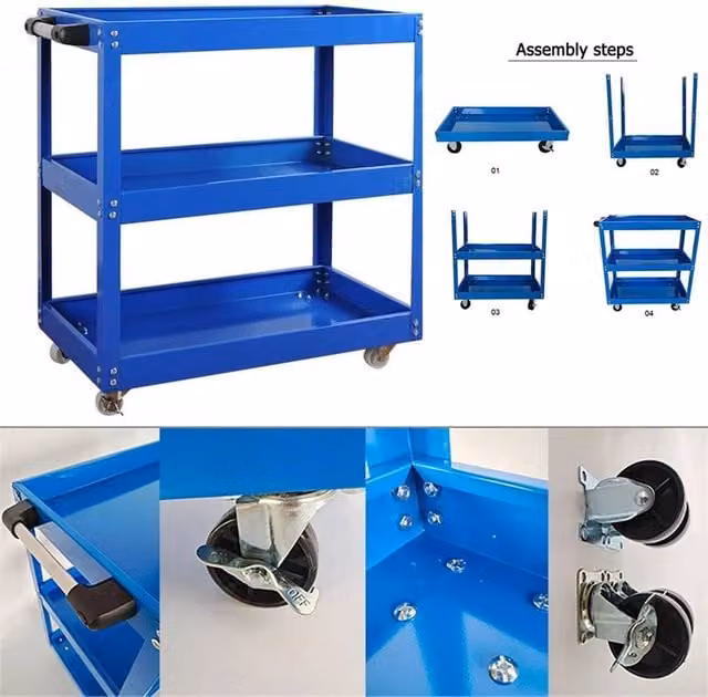 SPETLEK Heavy Duty Metal Garage Tool Storage Trolley in Blue