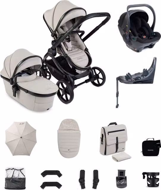 iCandy Peach 8 Complete 3-in-1 Bundle with Cocoon 360 Car Seat in Taupe