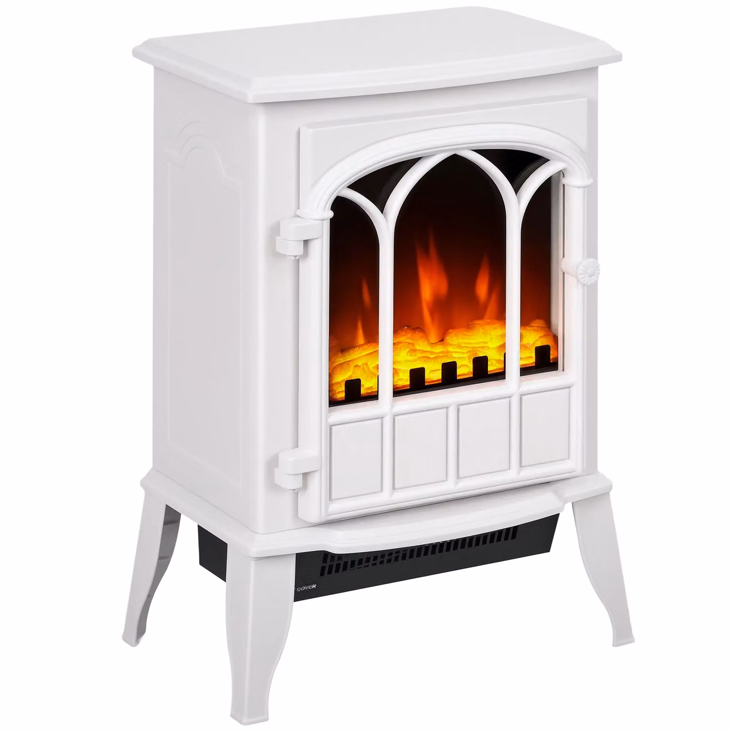 HOMCOM Electric Log Burner with LED Flame Effect in White, 2000W – 2