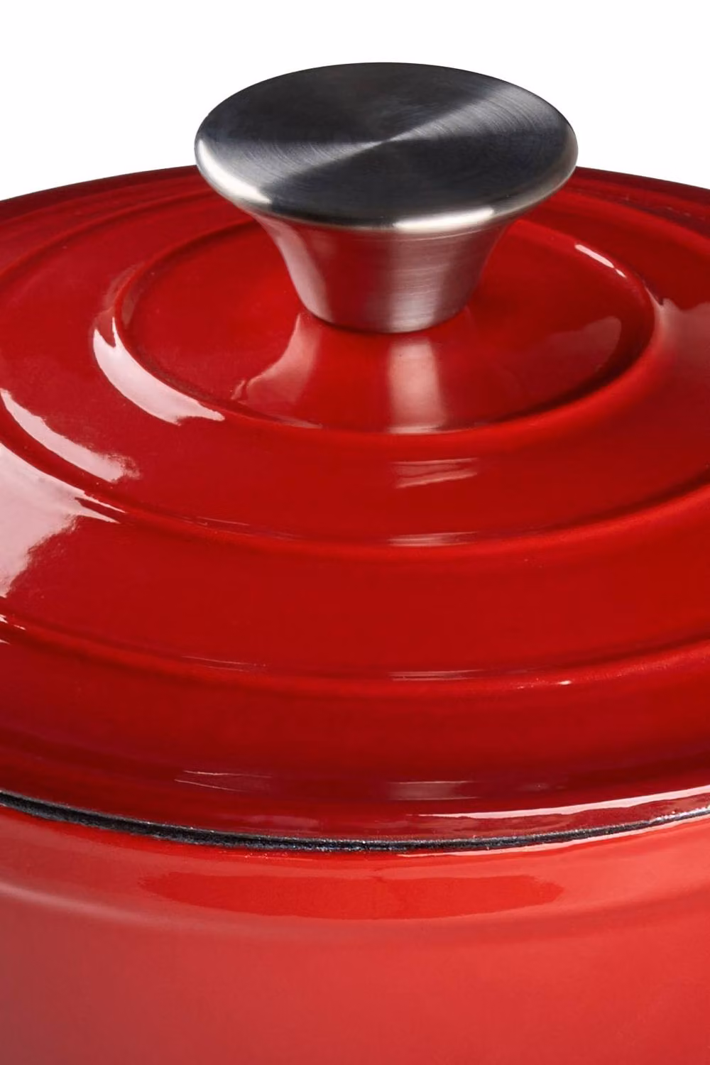 Garden Sanctuary Red Enamelled Cast Iron Dutch Oven Casserole Pot with Lid, 2.7 l – 4