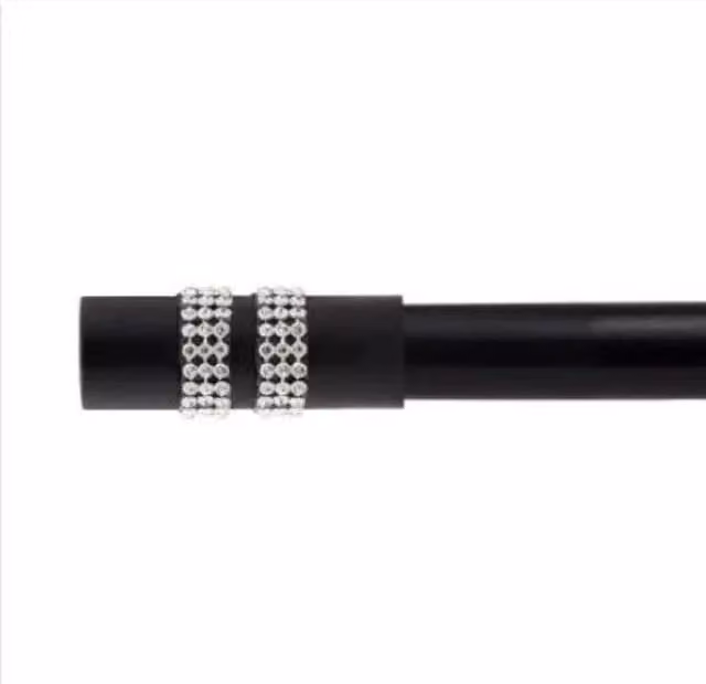 New Edge Blinds Sparkle Extendable Eyelet Metal Curtain Pole Set in Black, Width: 120 cm – 1