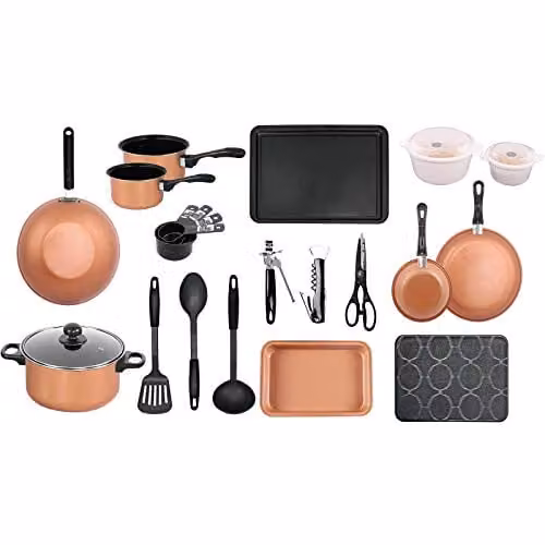 Gr8 Home 21 Piece Copper Non-Stick Cookware and Bakeware Starter Set – 1