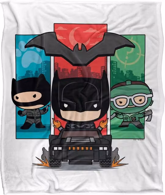 LOGOVISION The Batman (2022) Catwoman and Riddler Chibi Design Super Soft Fleece Throw Blanket, Multicolour, W: 91 cm, D: 147 cm – 4