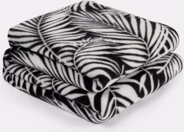 Dreamscene Tropical Leaf Floral Fleece Throw Blanket, Black and Multicolour