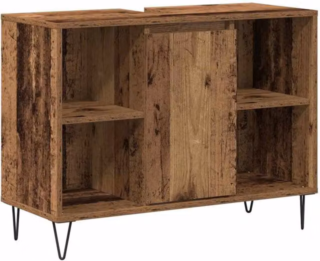 Berkfield Home Old Wood Rustic Brown Engineered Wood Cabinet with Hinged Doors and Internal Shelves – 1