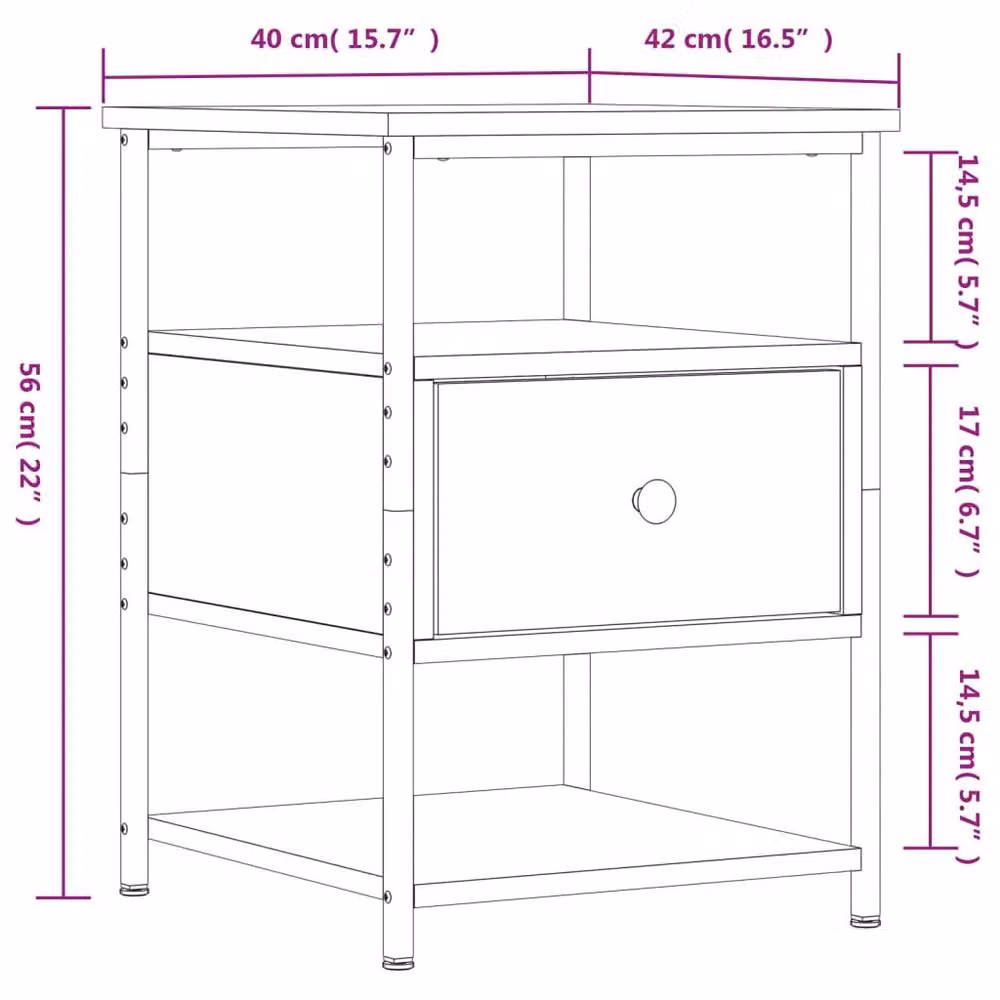 Berkfield Home Smoked Oak Bedside Cabinet, Brown, W/D/H: 40 x 42 x 56 cm – 5