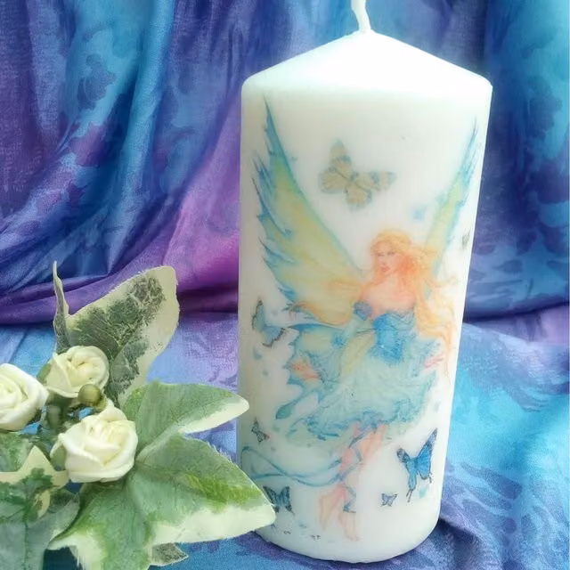 Viki Fairy Pillar Candle in White