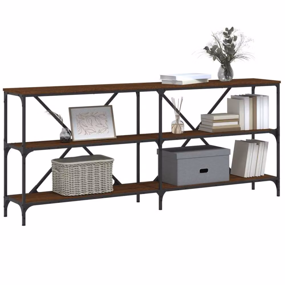 Berkfield Home Console Table in Brown Oak, W/D/H: 180 x 30 x 75 cm – 3