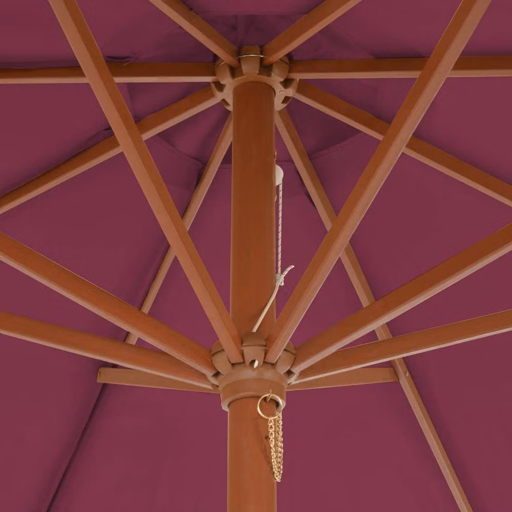 Berkfield Home Outdoor Parasol with Lacquered Wooden Pole, Bordeaux Red, Diameter: 300 cm – 2