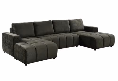 Beehive Furniture Sanya U-Shape Corner Sofa Bed in Green, 5-Seater Upholstered Sofa with Solid Wood Frame, W/D/H: 340 x 240 x 93 cm
