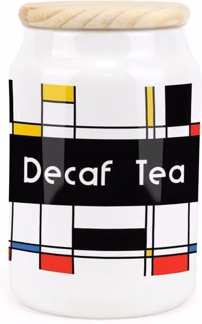 Purely Home Retro Art Deco Ceramic Tea Storage Canister in Black, White and Multicolour