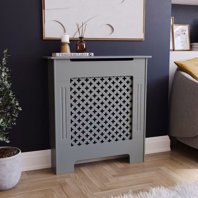 Vida Designs Geometric Modern Radiator Cover in Grey, W/D/H: 82 x 78 x 19 cm