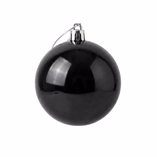 Shatchi Black Round Plastic Christmas Bauble Hanging Ornament, 20 cm