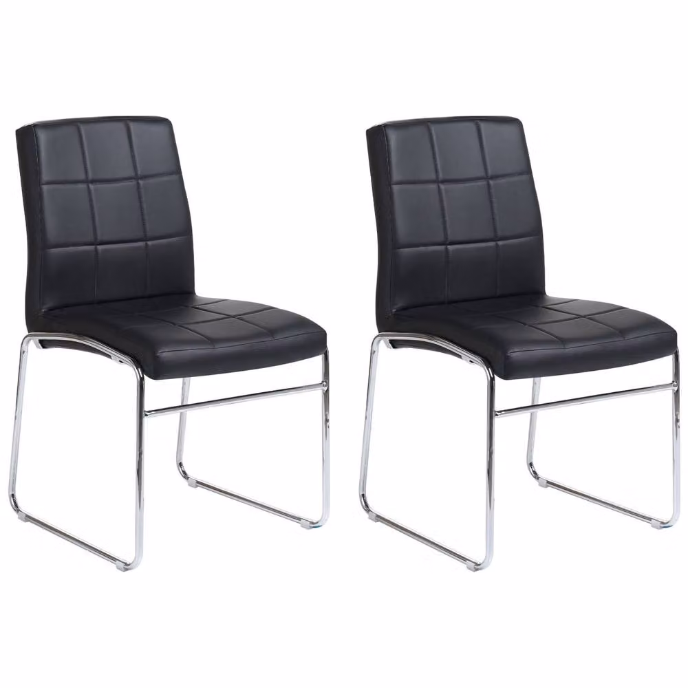Wyld and Coco Set of 2 Black Faux Leather Conference Chairs with Chrome Cantilever Legs – 2