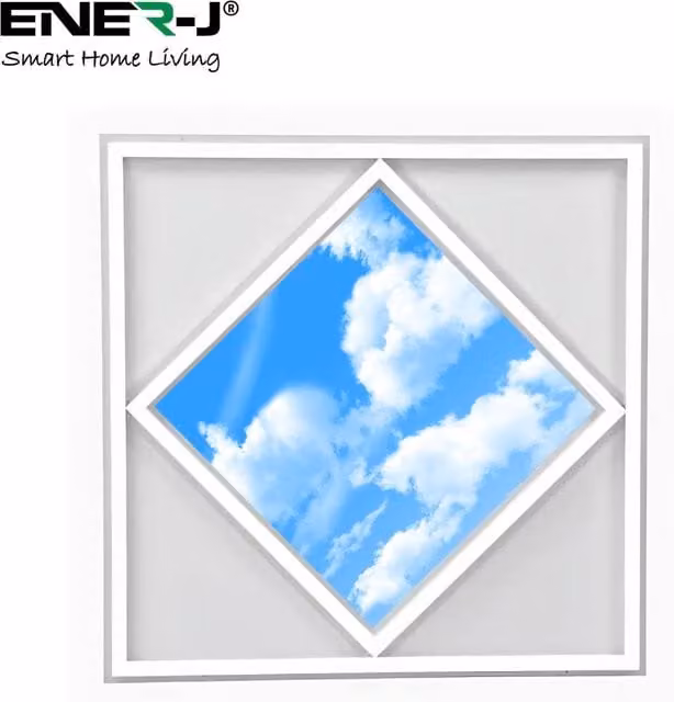 ENER-J Pack of 2 Diamond Sky Cloud LED Ceiling Panel Lights, Cool White, W/D: 60 x 60 cm – 1