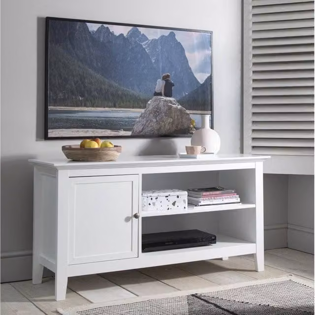 Nöa and Nani Karlstad Modern Glossy Low Sideboard with Storage in White