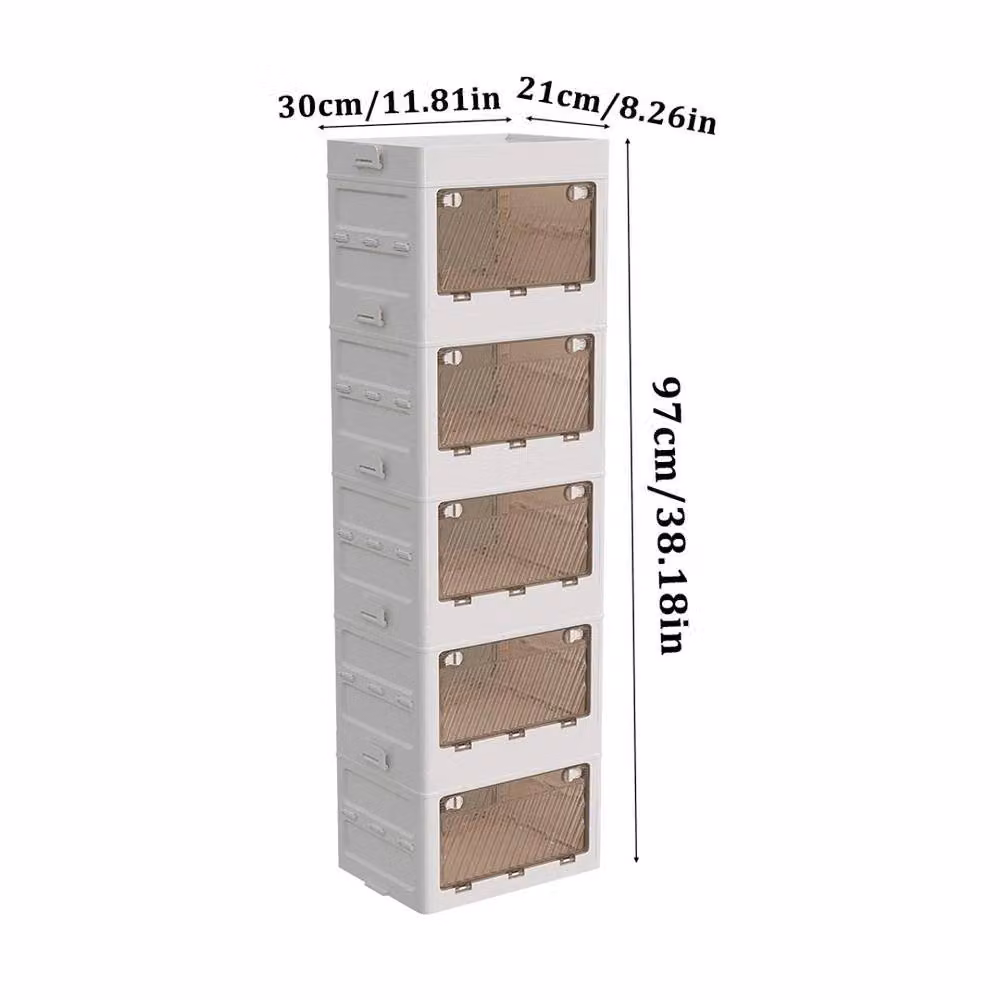 Kelvenix 5-Tier Foldable Portable Storage Cabinet Organizer in White – 2