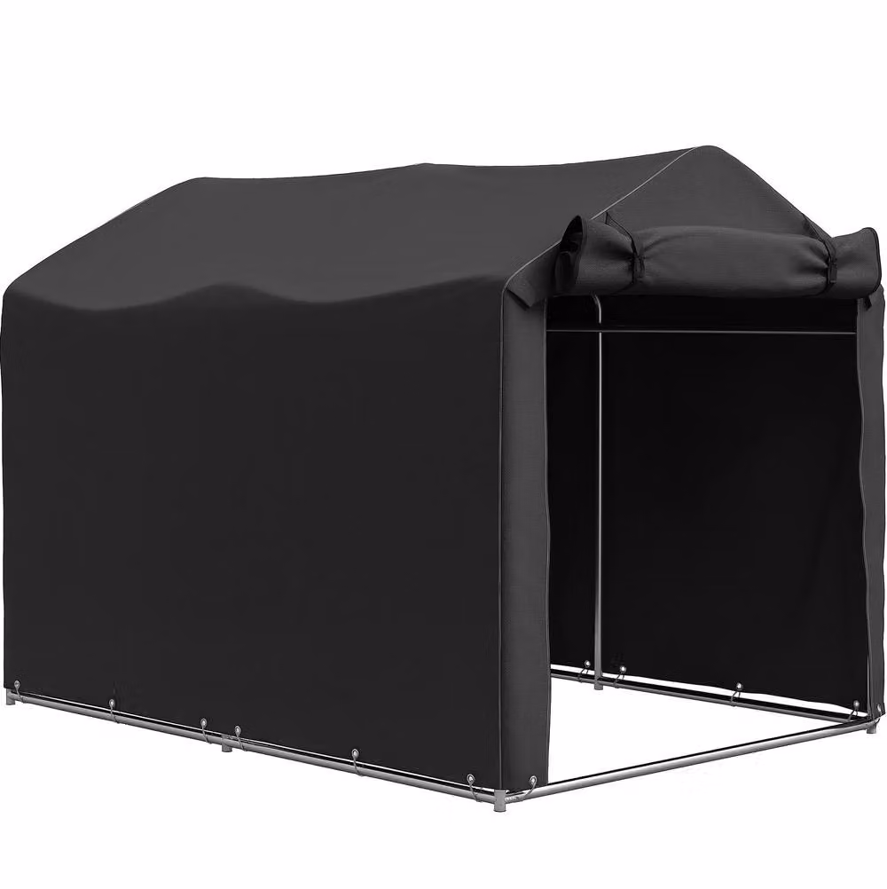STILVORA Garden Storage Shed with Roll-up Door, Black – 4