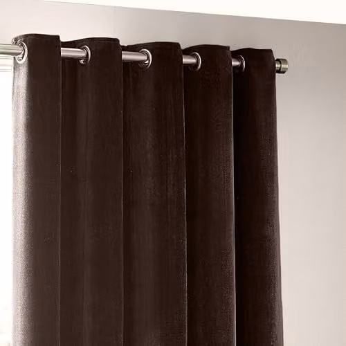 Riva Home Brown Chenille Velvet Eyelet Curtains W: 117 cm, H: 137 cm – 3