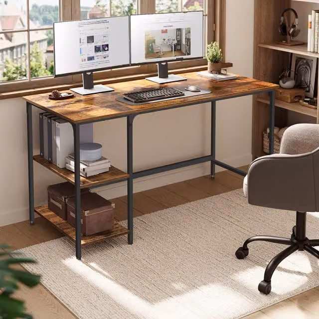 VASAGLE Industrial Writing Desk in Brown