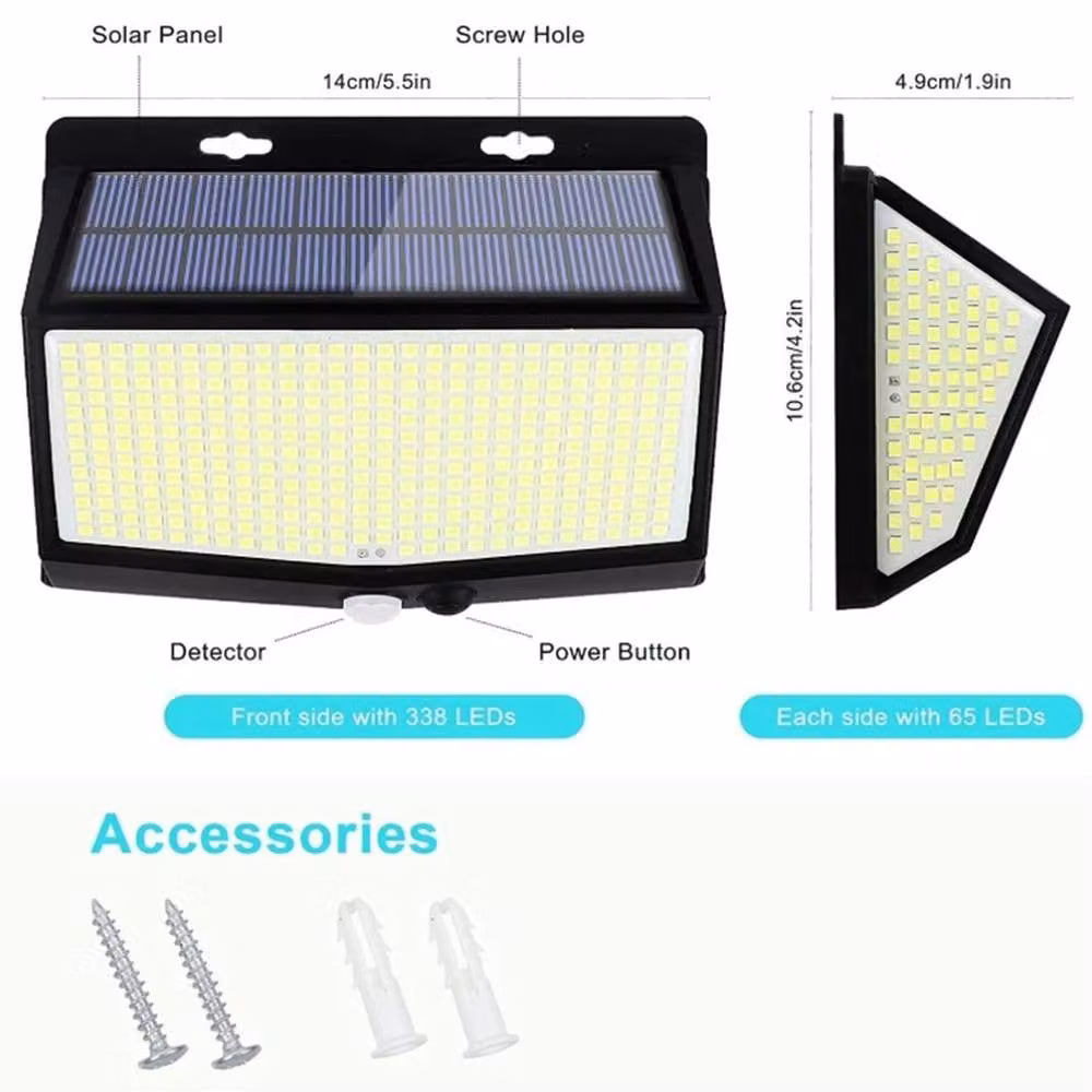 NESTLUNE 468 LED Solar Powered PIR Motion Sensor Wall Light in Black – 2