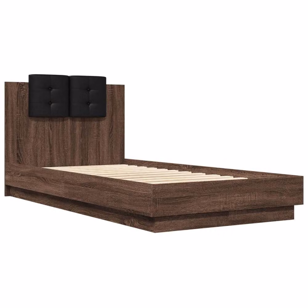 Berkfield Home Single Bed Frame in Brown Oak, W/D/H: 90 x 190 cm – 3
