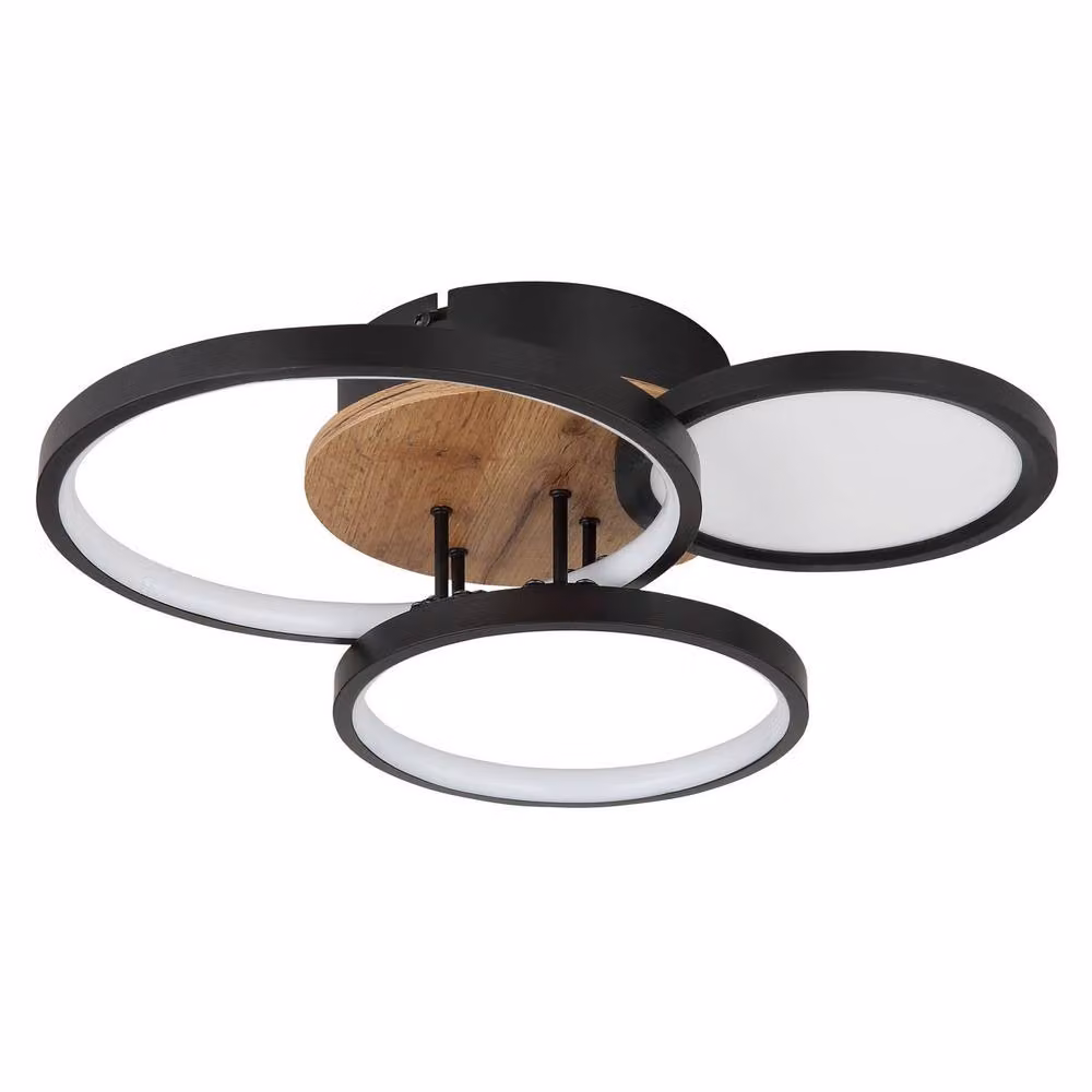 Netlighting Sid Integrated LED Semi Flush Ceiling Light, Matt Black, Diameter: 38 cm, Warm White 3000K – 2