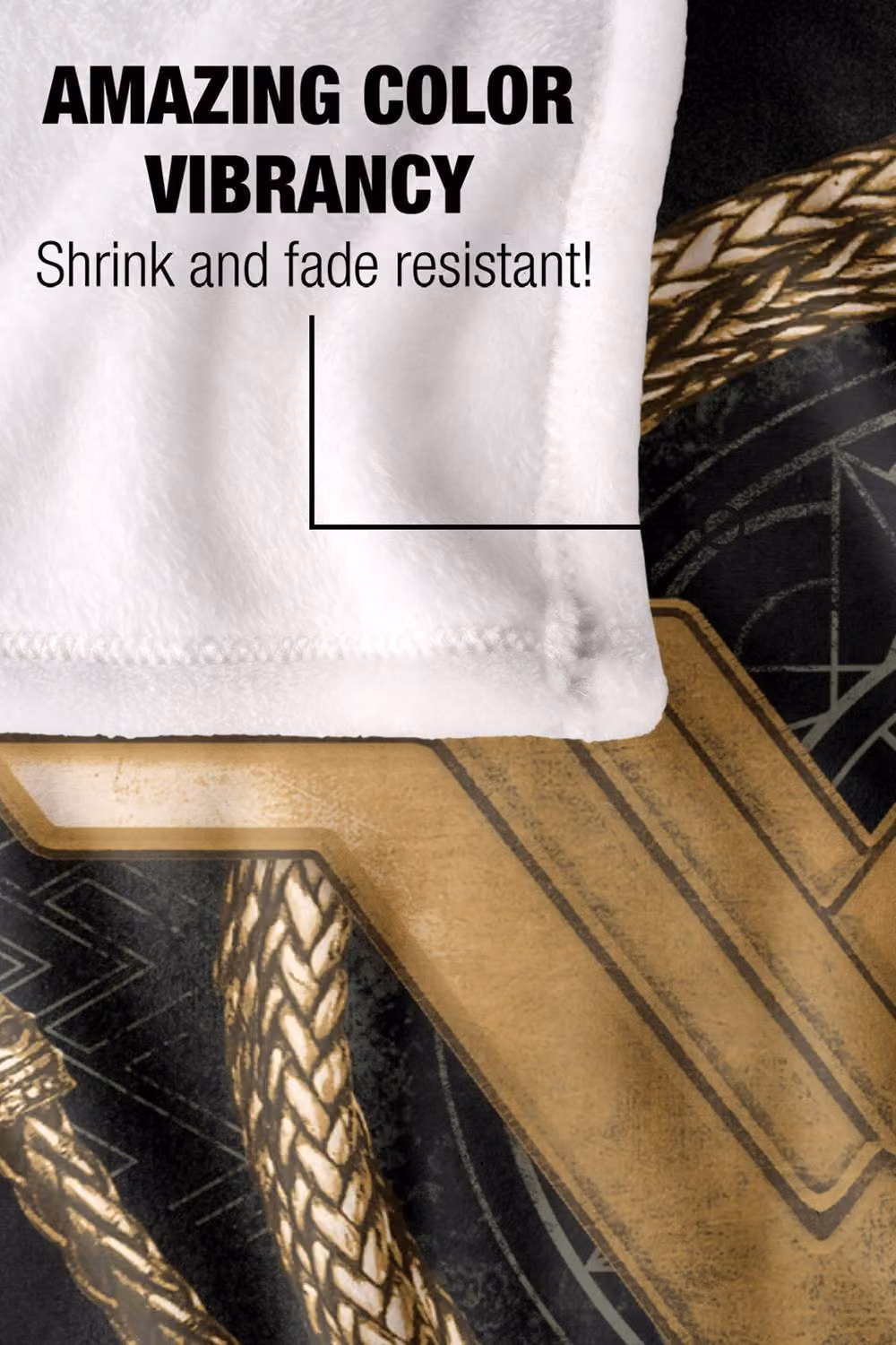 Warner Bros. Wonder Woman Movie Golden Lasso Super Soft Fluffy Polyester Throw Blanket in Gold and Multicolour, Extra Large – 5