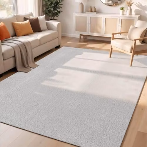 Desire Rugs Comfy Washable Plain Non-Slip Living Room Area Rug in Silver, W/D: 160 x 220 cm – 1