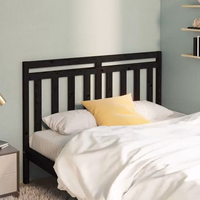 Berkfield Home Black Solid Pine Wood Bed Headboard W/D/H: 126 x 4 x 100 cm – 1