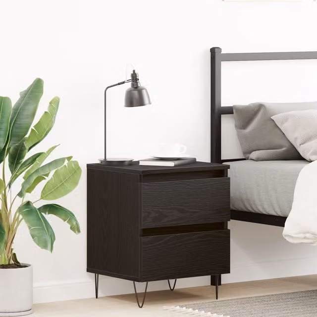 Berkfield Home Black Oak Bedside Cabinet W/D/H: 40 x 35 x 50 cm